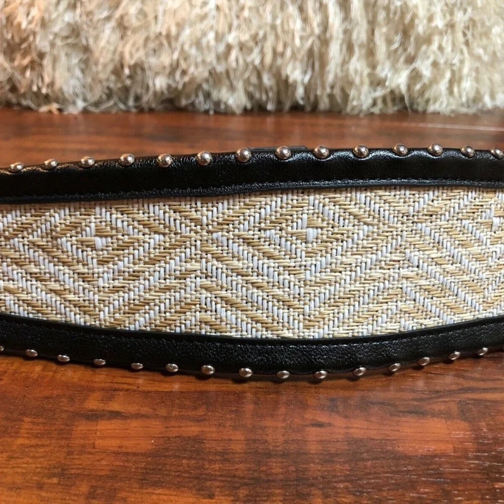 Ivory Woven Black Silver Studded BoHo Hippy Belt